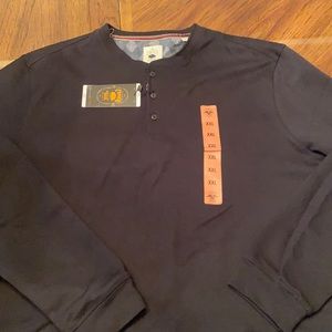 Long sleeve knit Henley, black, NWT